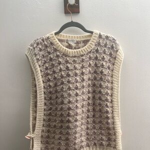 Cozy Cream and Brown Sweater Vest